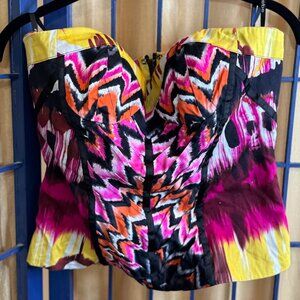 bebe Multicolor Strapless Corset Bustier Top Medium